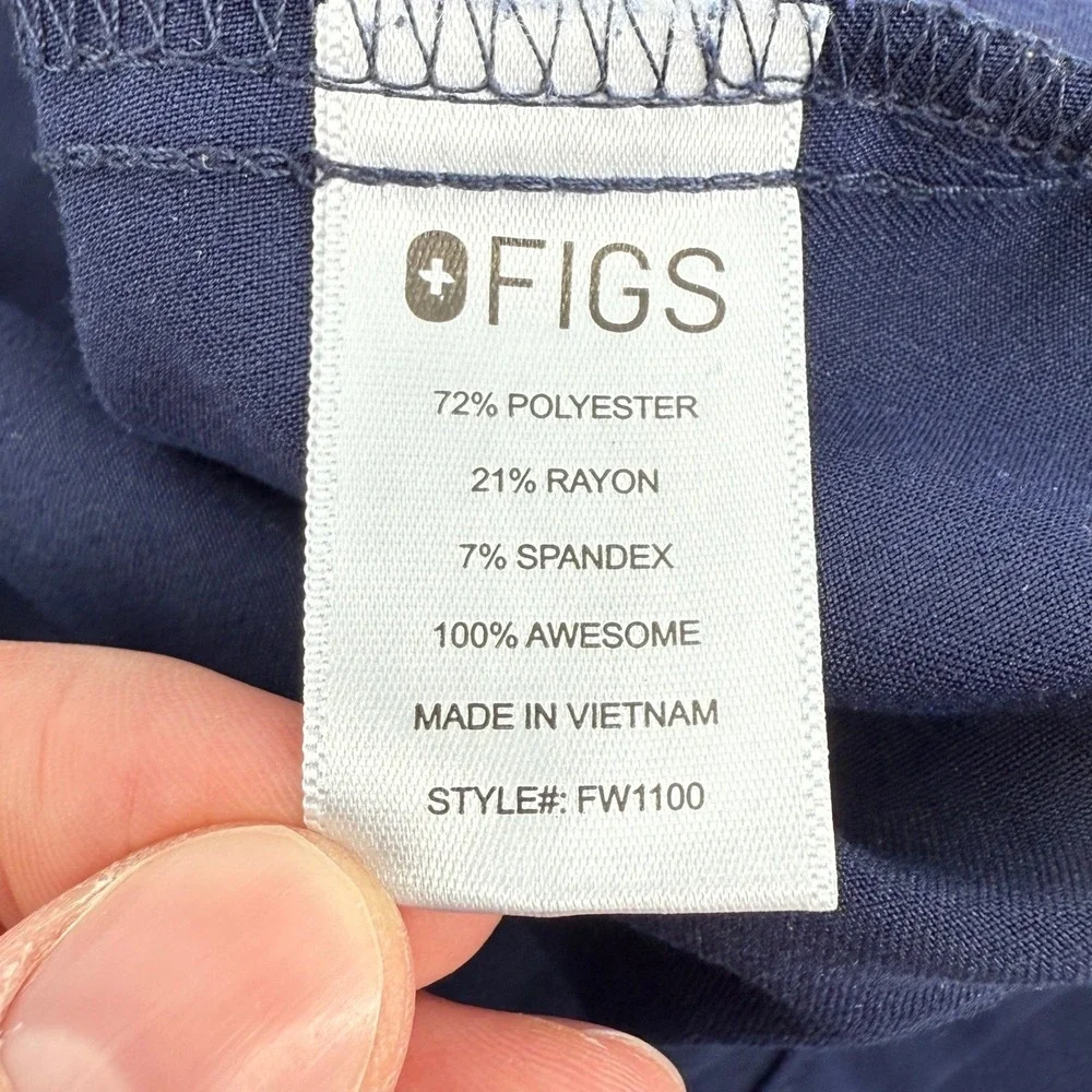 Figs Casma Three-Pocket Scrub Top Navy Blue Women XXL FW1100 PO #1659 Logo Nurse